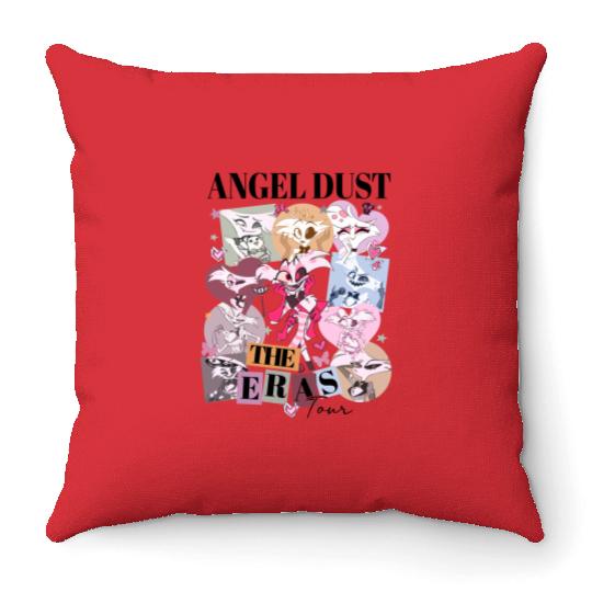 Hazbin Hotel Angel Dust Eras Tour  Throw Pillows, Hazbin Hotel Characters Throw Pillows