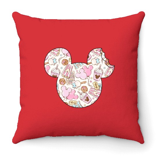 Retro Disneyland Snacks Family Throw Pillows