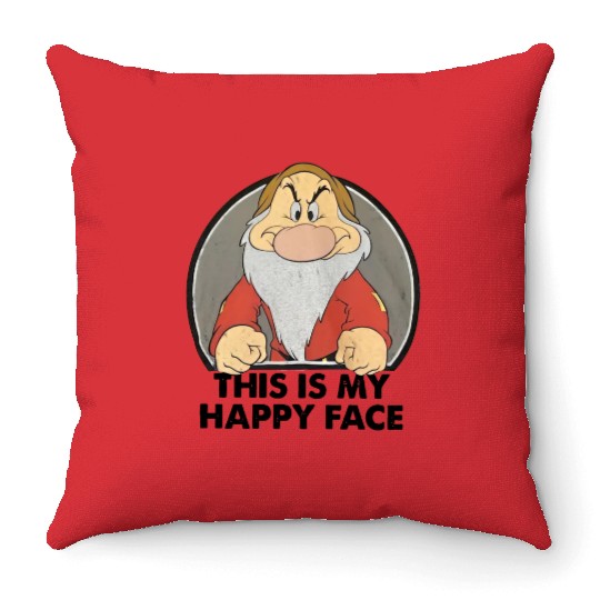 Disney Snow White Grumpy  Throw Pillows, Funny Grumpy Seven Dwarfs Throw Pillows,  Disneyland Vacation 2024 Trip Throw Pillows