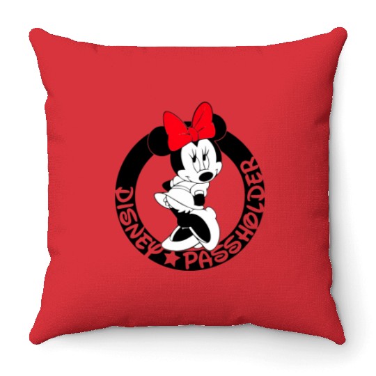 Minnie Mouse Passholder Disney Graphic Throw Pillows, Disneyland Vacation