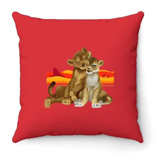 Disney The Lion King Young Simba Nala Live Action Throw Pillows