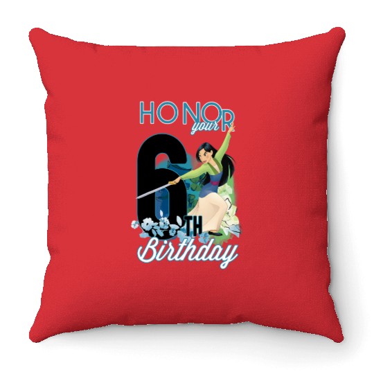 Disney Mulan Portrait Honor Your 6th Birthday Throw Pillows