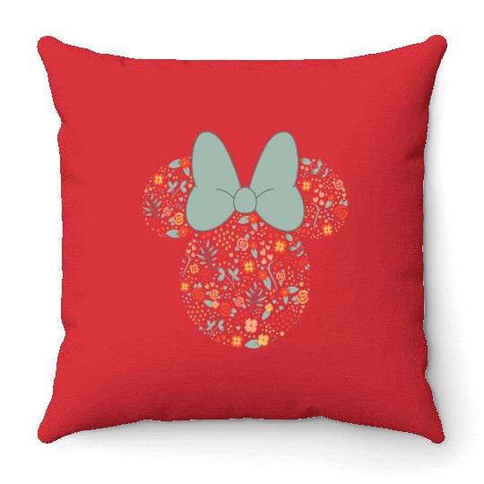 Disney Minnie Mouse Spring Head Icon with Bow Springtime Throw Pillows