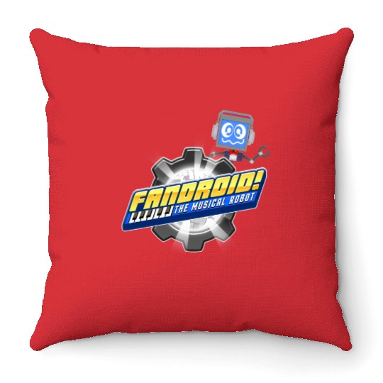 Fandroid Logo with Waving Fandroid Throw Pillows