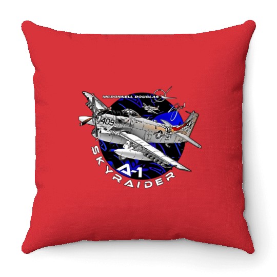Douglas A-1 Skyraider Attack Aircraft Throw Pillows