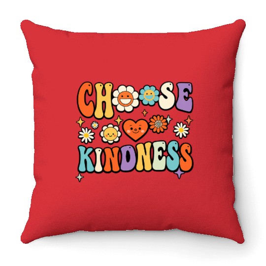 Retro Vintage Choose Kindness Lover Spiritual Throw Pillows