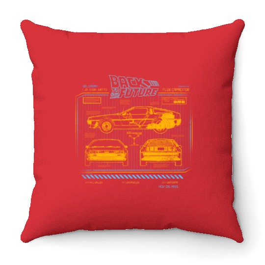 Back To The Future 35Th Anniversary Delorean Throw Pillows