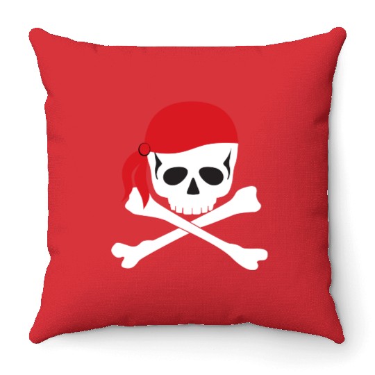 White Skull & Crossbones Throw Pillows