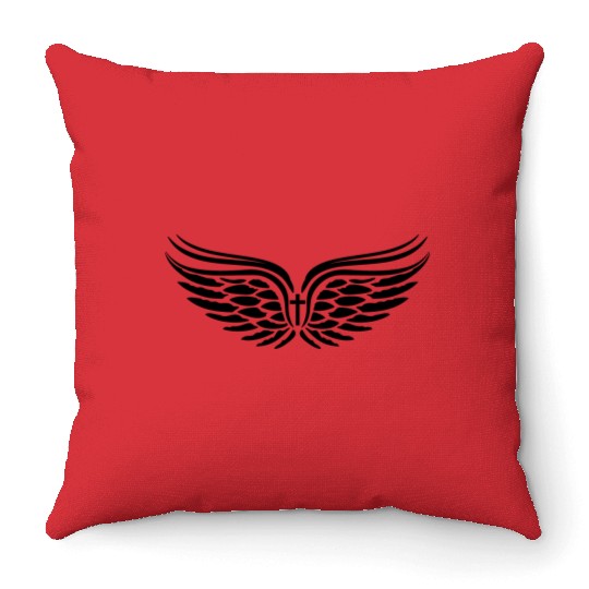 Guardian Angel Wings Angelwings Cross Throw Pillows