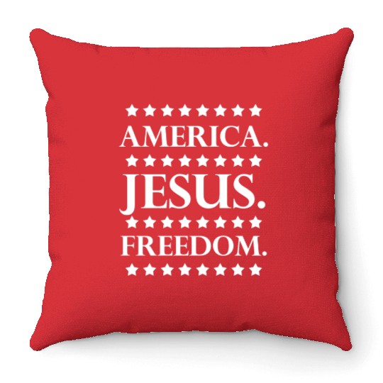 jesus America, America. Jesus. freedom Throw Pillows