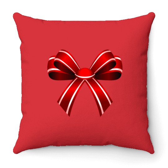 red bow Throw Pillows