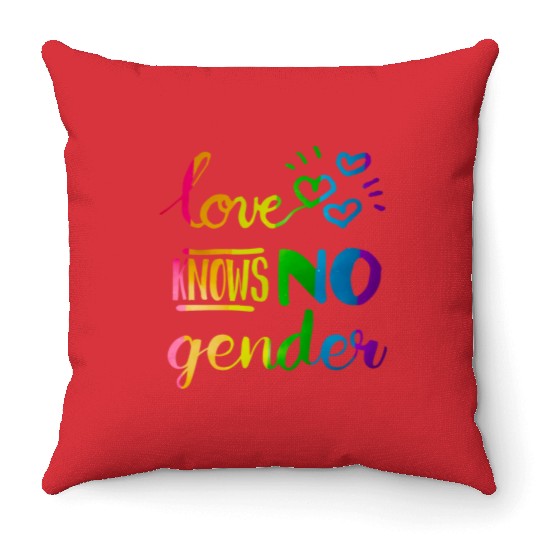 Love Knows No Gender LGBT Pride Rainbow Throw Pillows