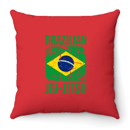 BJJ Brazilian Jiu Jitsu Flag Martial Arts Throw Pillows