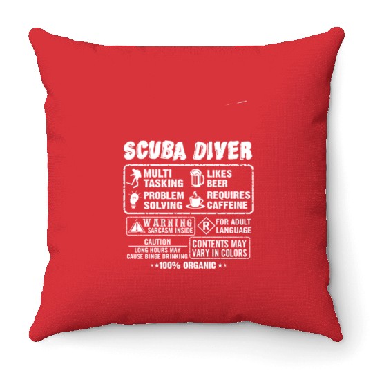 SCUBA DRIVER diving and funny Throw Pillows