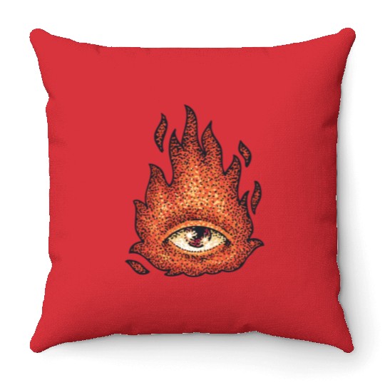 Eye in fire creative design Throw Pillows