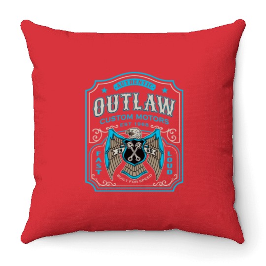 Outlaw Motors Throw Pillows