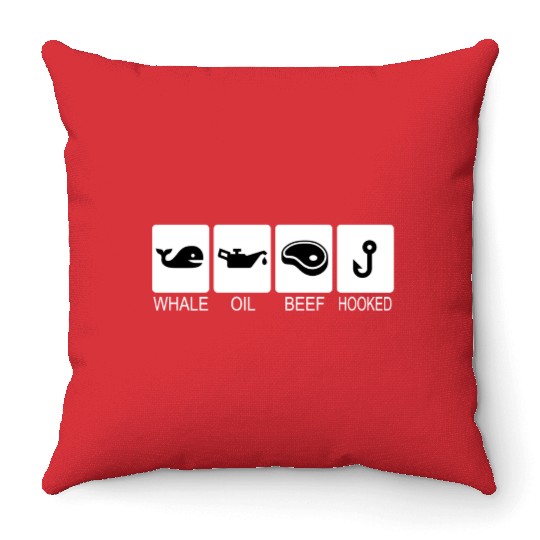 Whale Oil Beef Hooked Throw Pillows