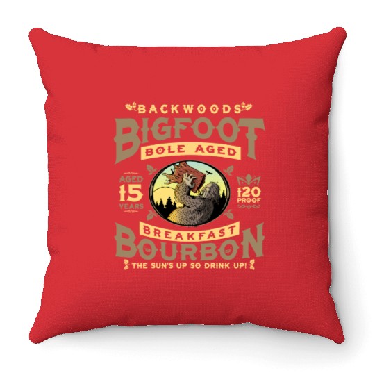 Backwoods Bigfoot Bole-Aged Breakfast Bourbon Throw Pillows