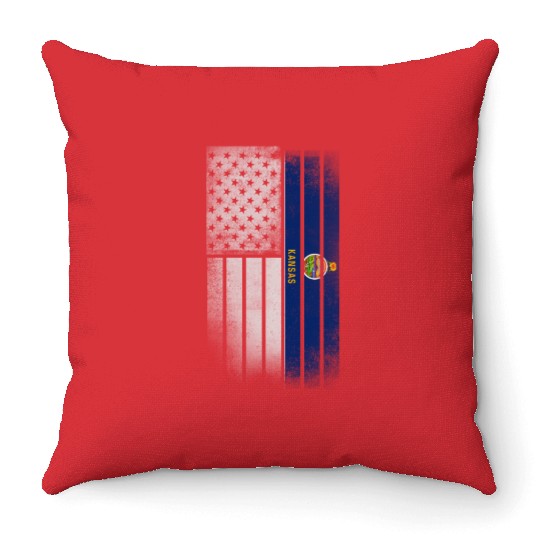 USA Vintage Kansas State Flag Throw Pillows