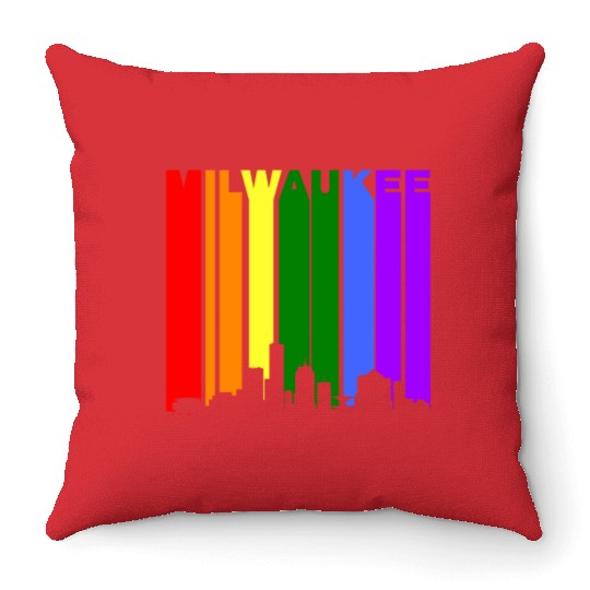 Milwaukee Wisconsin Rainbow LGBT Gay Pride Throw Pillows