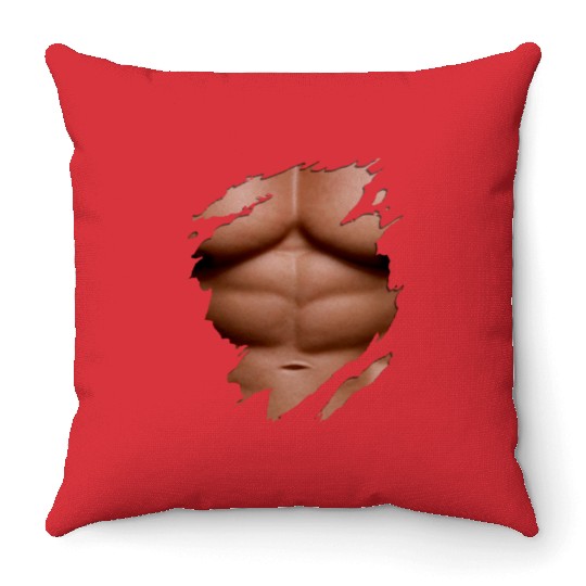 Ripped Throw Pillows Chest Six Pack Abs Muscles