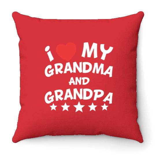 I Heart My Grandma And Grandpa Throw Pillows