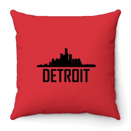 Detroit Michigan City Skyline Throw Pillows