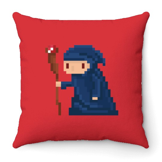 Pixel wizard Throw Pillows