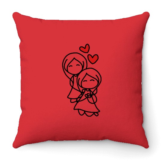 gay couple Throw Pillows