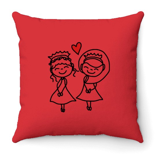 gay couple Throw Pillows