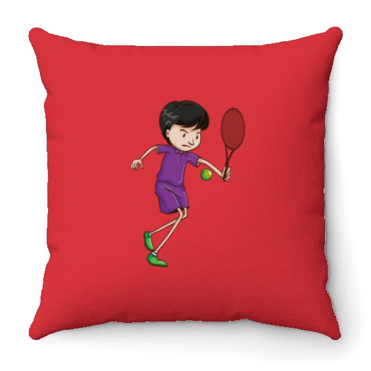 tennis player Throw Pillows