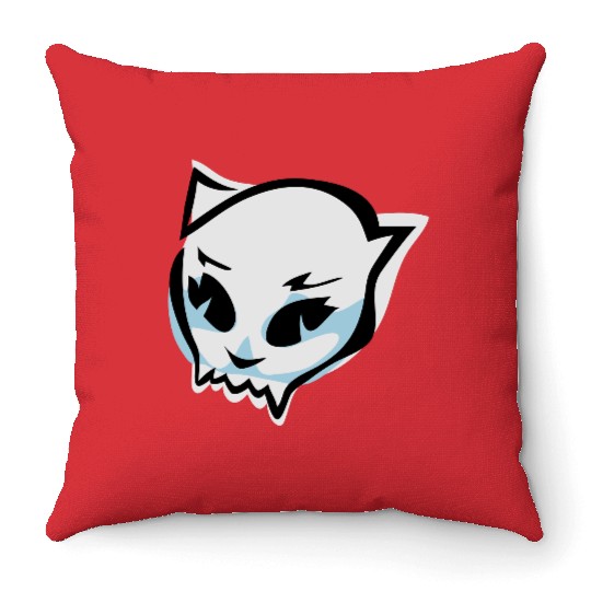 cat skull Throw Pillows