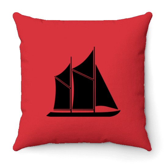 sailing boat Throw Pillows