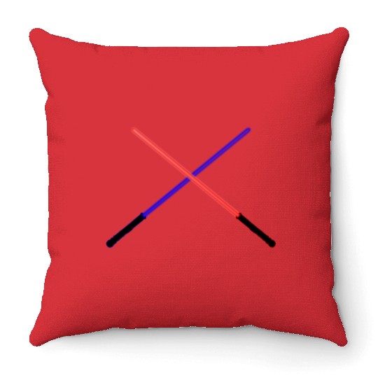 Blue and Red Laser Swords Clashing Throw Pillows