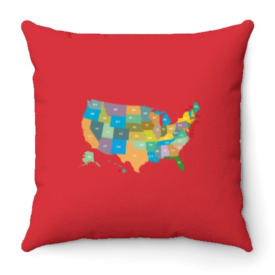 US States Throw Pillows