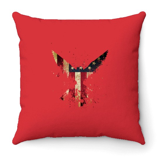 Merica Eagle American eagle with US flag Throw Pillows