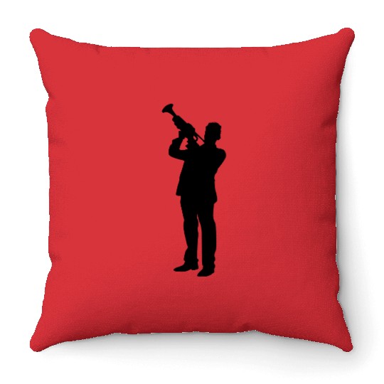 Trumpet Player Throw Pillows