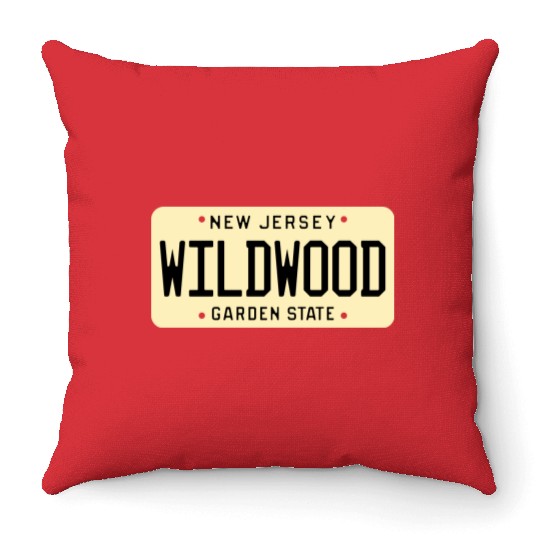 Wildwood New Jersey License Plate Throw Pillows