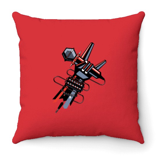hard rock horns robot Throw Pillows