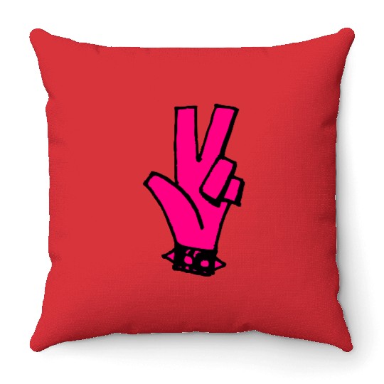 Punk Hand Peace Throw Pillows