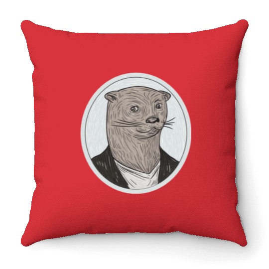 mr weasel Throw Pillows