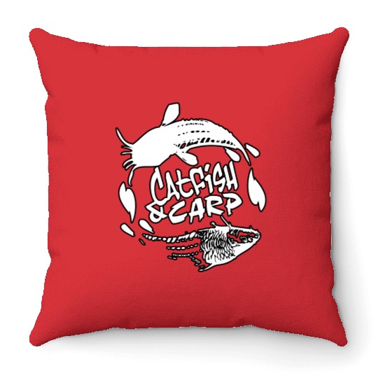 Catfish & Carp B&W Logo Throw Pillows