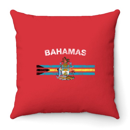 Bahamas Flag Throw Pillows - Bahamas Emblem & Bahamas Flag