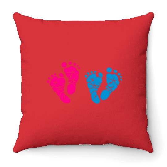 Twin Baby Feet - Pregnancy - Maternity - Mom to be Throw Pillows