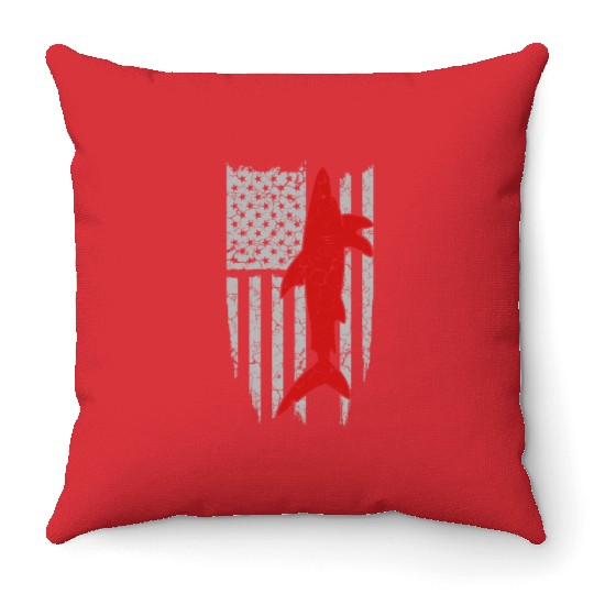 Shark flag Throw Pillows for American