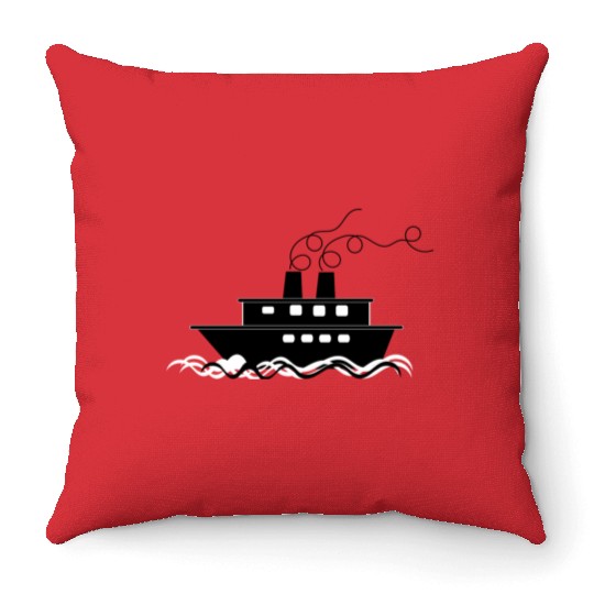 ship boat canoe sailboat submarine yacht anchor136 Throw Pillows