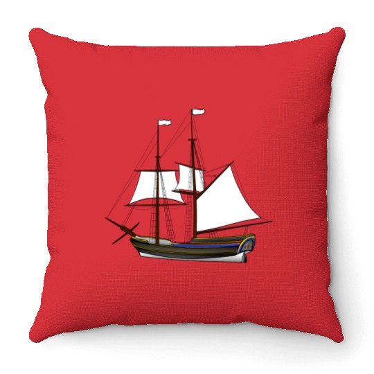 ship boat canoe sailboat submarine yacht anchor405 Throw Pillows