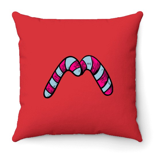 Candy canes "M" Throw Pillows