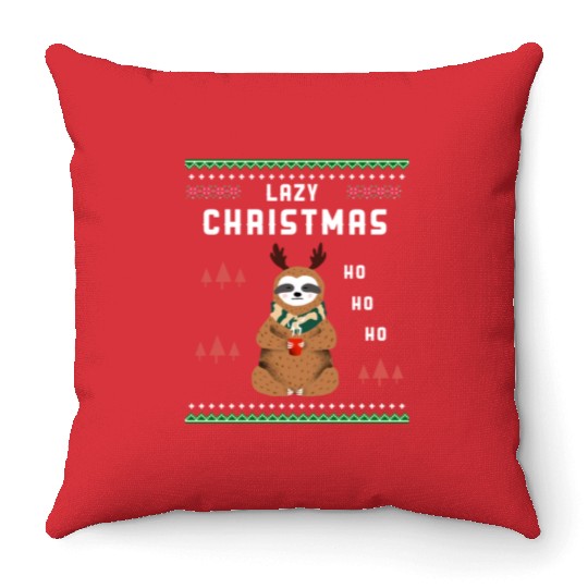 (Gift) Lazy Christmas Ho Ho Ho Throw Pillows