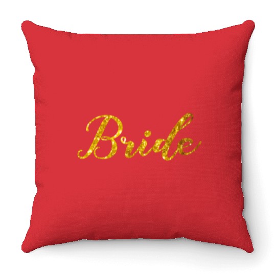 Perfect Brides Crew Bachelorette Party with golden Throw Pillows